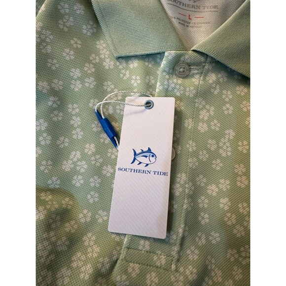 Southern Tide SZ Large Mens SS Performance Shirt Smoke Green Tropical Floral NWT - Picture 3 of 14